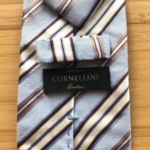 Corneliani Silk Tie In Light Blue & Cream